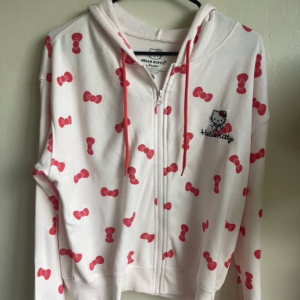 Sanrio Hello Kitty pink and white bow zip up hoodie